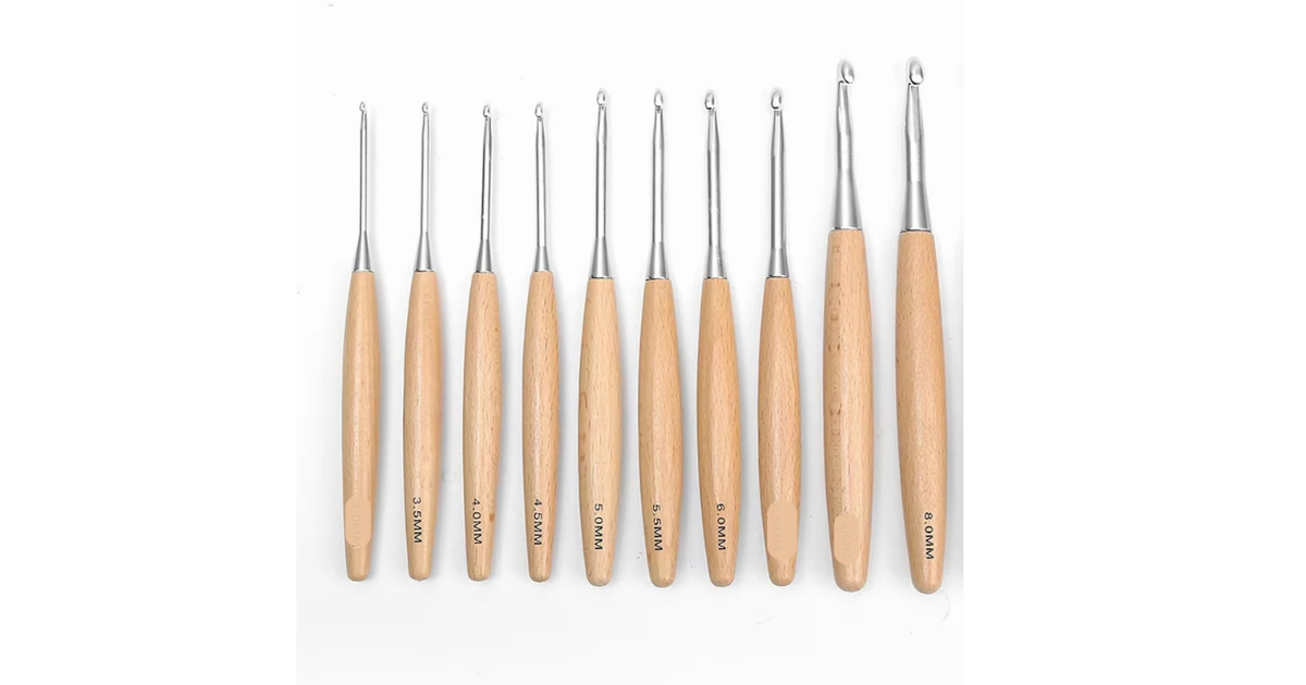 Wooden Handle Crochet Hook | Ergonomic Crochet Hook | Feathered Ene