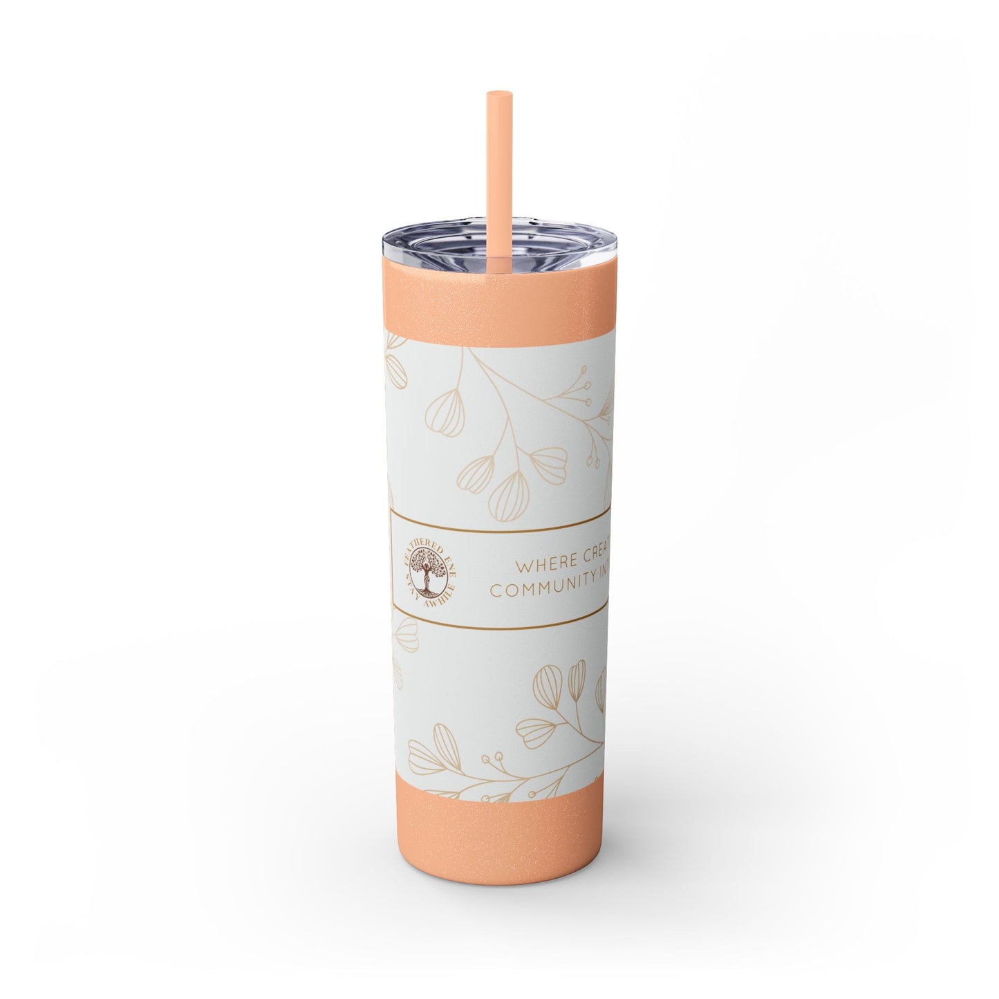 Skinny 20oz Floral Tumbler with Straw – Vintage Blossom Design