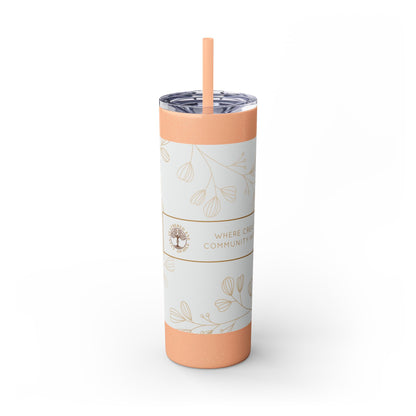 Skinny 20oz Floral Tumbler with Straw – Vintage Blossom Design