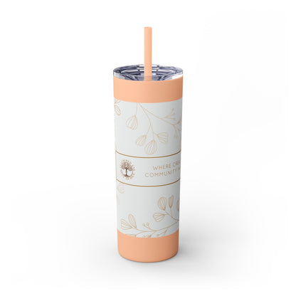 Skinny 20oz Floral Tumbler with Straw – Vintage Blossom Design
