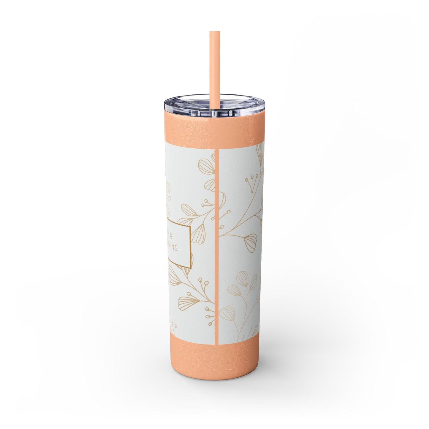 Skinny 20oz Floral Tumbler with Straw – Vintage Blossom Design