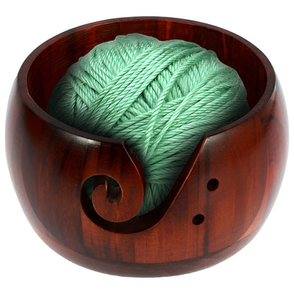 Yarn Bowl | Natural & Dark Wood + Ceramic Sheep Knitting Organizer