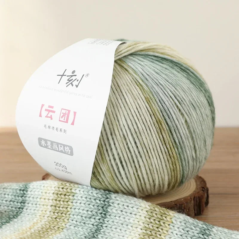 200g Ten Carved Cloud Gradual Woolen Thread  Spray Yarn DIY Hand Woven Yarn  Hook Scarf, Clothes, Hats