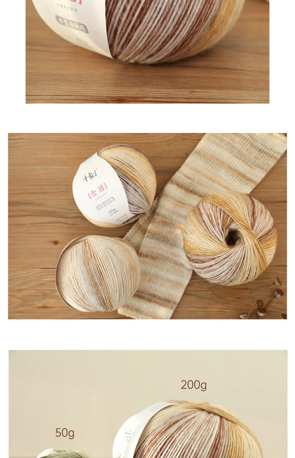 200g Ten Carved Cloud Gradual Woolen Thread  Spray Yarn DIY Hand Woven Yarn  Hook Scarf, Clothes, Hats
