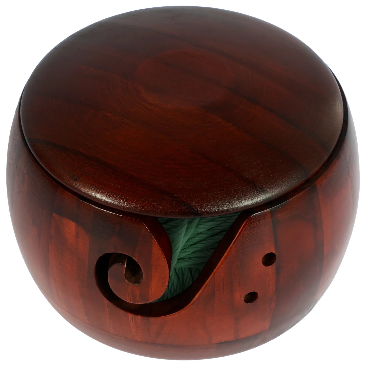 Yarn Bowl | Natural & Dark Wood + Ceramic Sheep Knitting Organizer