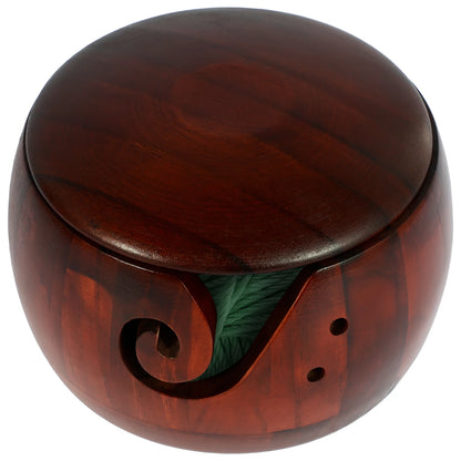 Yarn Bowl | Natural & Dark Wood + Ceramic Sheep Knitting Organizer
