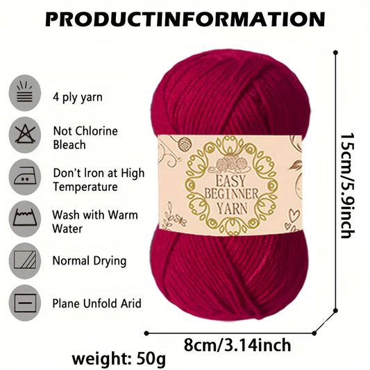 Acrylic Yarn 4-Pack | 50g Skeins for Knitting & Crochet, Total 200g| Feathered Ene