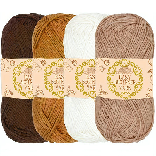 Acrylic Yarn 4-Pack | 50g Skeins for Knitting & Crochet, Total 200g| Feathered Ene