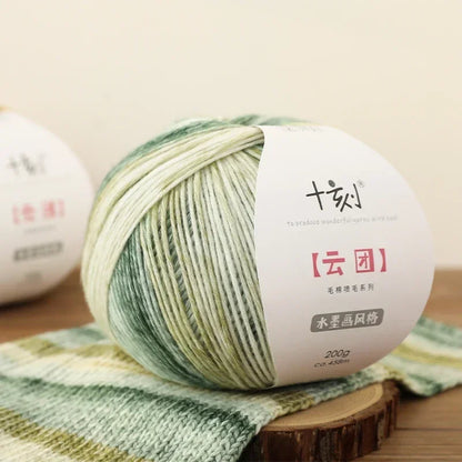 200g Ten Carved Cloud Gradual Woolen Thread  Spray Yarn DIY Hand Woven Yarn  Hook Scarf, Clothes, Hats