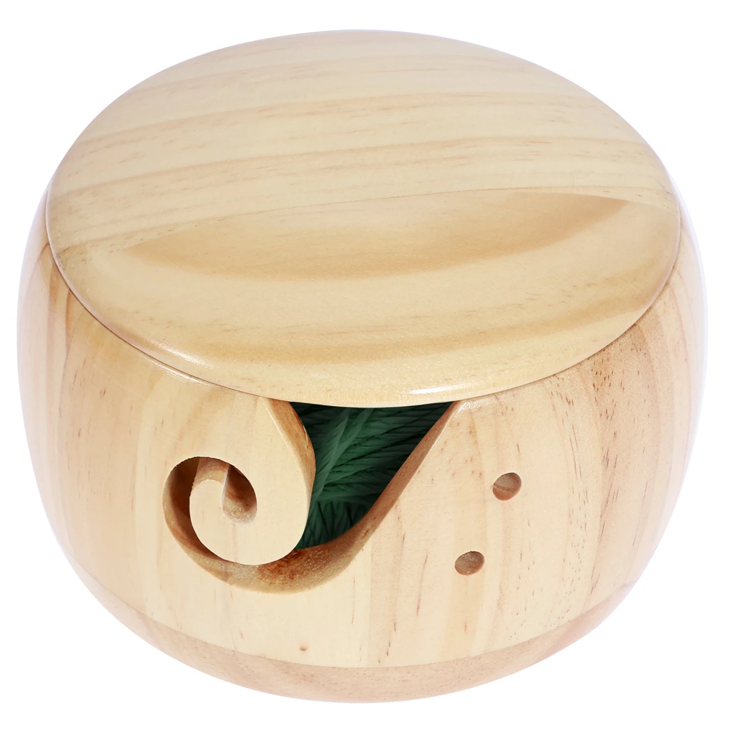 Yarn Bowl | Natural & Dark Wood + Ceramic Sheep Knitting Organizer