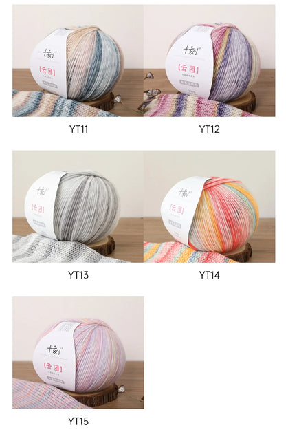 200g Ten Carved Cloud Gradual Woolen Thread  Spray Yarn DIY Hand Woven Yarn  Hook Scarf, Clothes, Hats