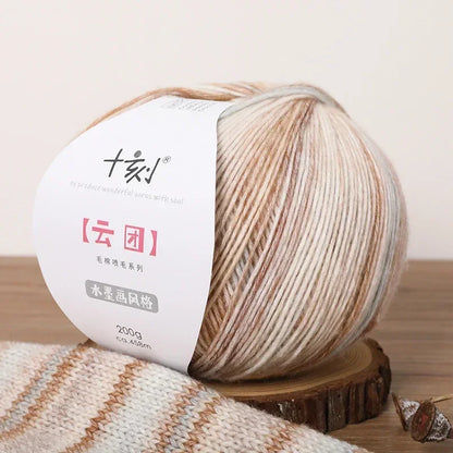 200g Ten Carved Cloud Gradual Woolen Thread  Spray Yarn DIY Hand Woven Yarn  Hook Scarf, Clothes, Hats