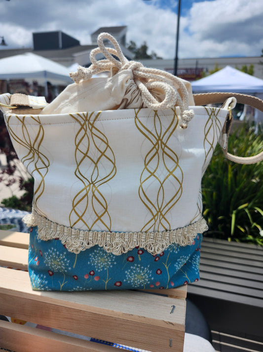 Dandelion Wishes Yarn Tote Bag | Floral Knitting & Crochet Project Bag